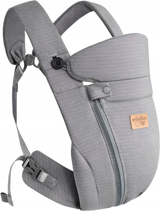 VRBABIES nosidełko ergonomiczne szare, miękkie nosidło dla dziecka 3,5-15 kg z regulacją