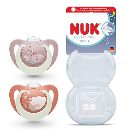 NUK First Choice Night smoczki 18-36 mies. – świecące smoczki uspokajające ortodontyczne dla dzieci