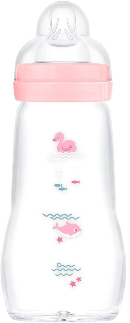 MAM Feel Good γυάλινο μπιμπερό 260 ml θηλή 2 μέτρια ροή 2 m+ ΠΑΠΙΑ