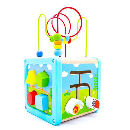 LOTTI & WILL Cubo de juego multifuncional de madera para jugar 18 m+