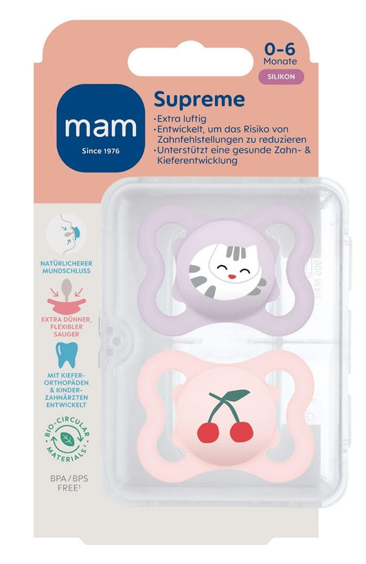 MAM Supreme σιλικονούχα πιπίλα 0-6 μηνών x2