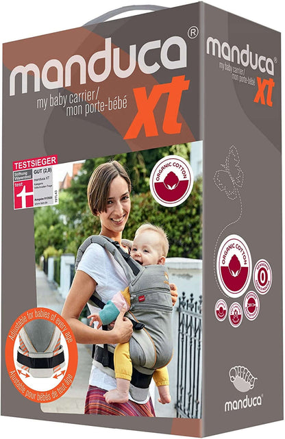 MANDUCA XT nosidełko klamrowe z bawełny organic, szare, dla niemowląt i dzieci od narodzin
