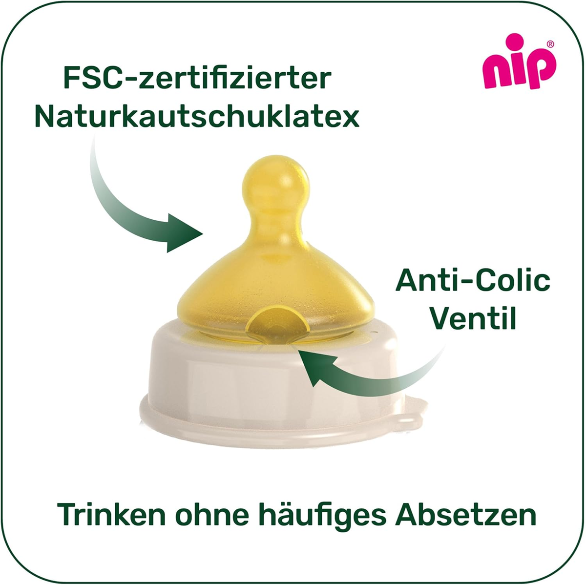 NIP Cherry Green πιπίλα μπιμπερό M 0+ x2 LATEX