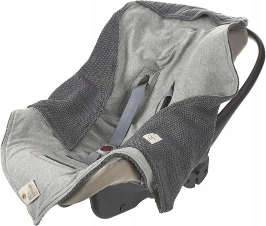 LASSIG couverture tricotée pour siège auto avec capuche GRIS