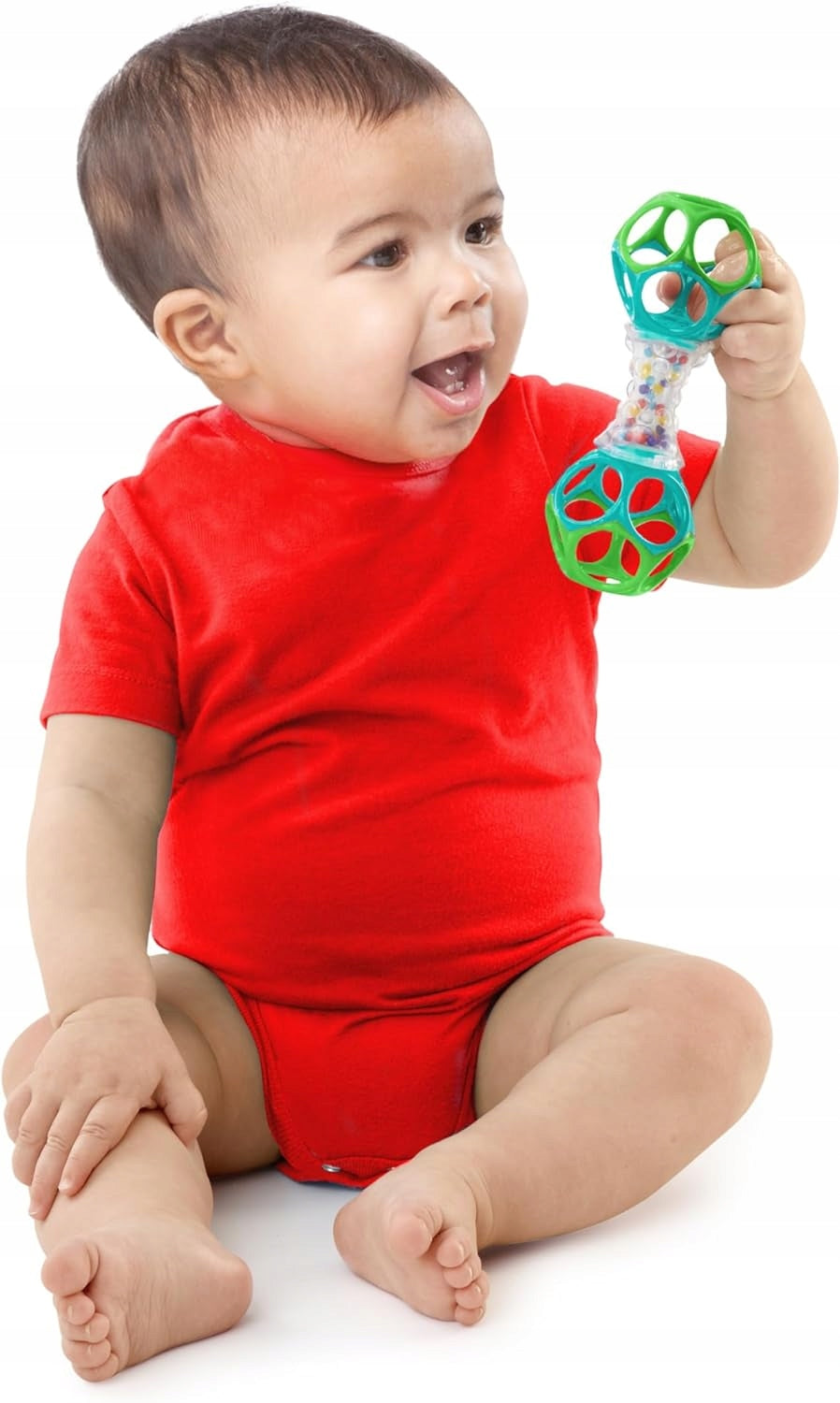 BRIGHT STARTS Oball Shaker hryzadlo s úchytom a hrkálkou 14,5 cm