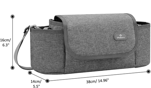 PHILORN Τσάντα καροτσιού και τσάντα ώμου 38 x 16 cm + αλλαξιέρα