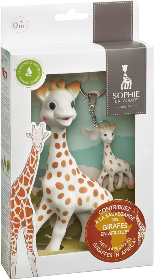 Καμηλοπάρδαλη SOPHIE φυσική οδοντοφυΐα SO PURE 18 εκ. + μπρελόκ