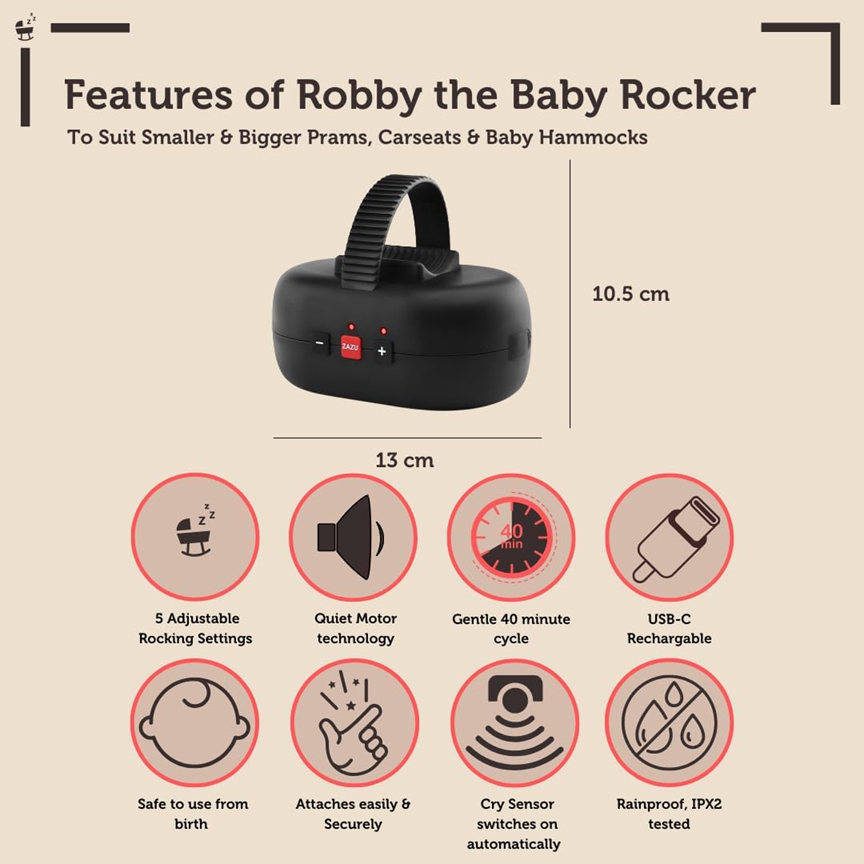 ZAZU Baby Rocker μηχανισμός λικνίσματος καροτσιού με νανούρισμα και Cry Sensor