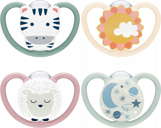 NUK Space Day&Night sucette apaisante en silicone x4 18-36mois