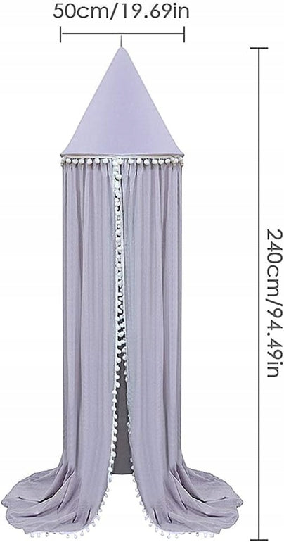 BALDACHIN pe structură cu pompoane 240 cm