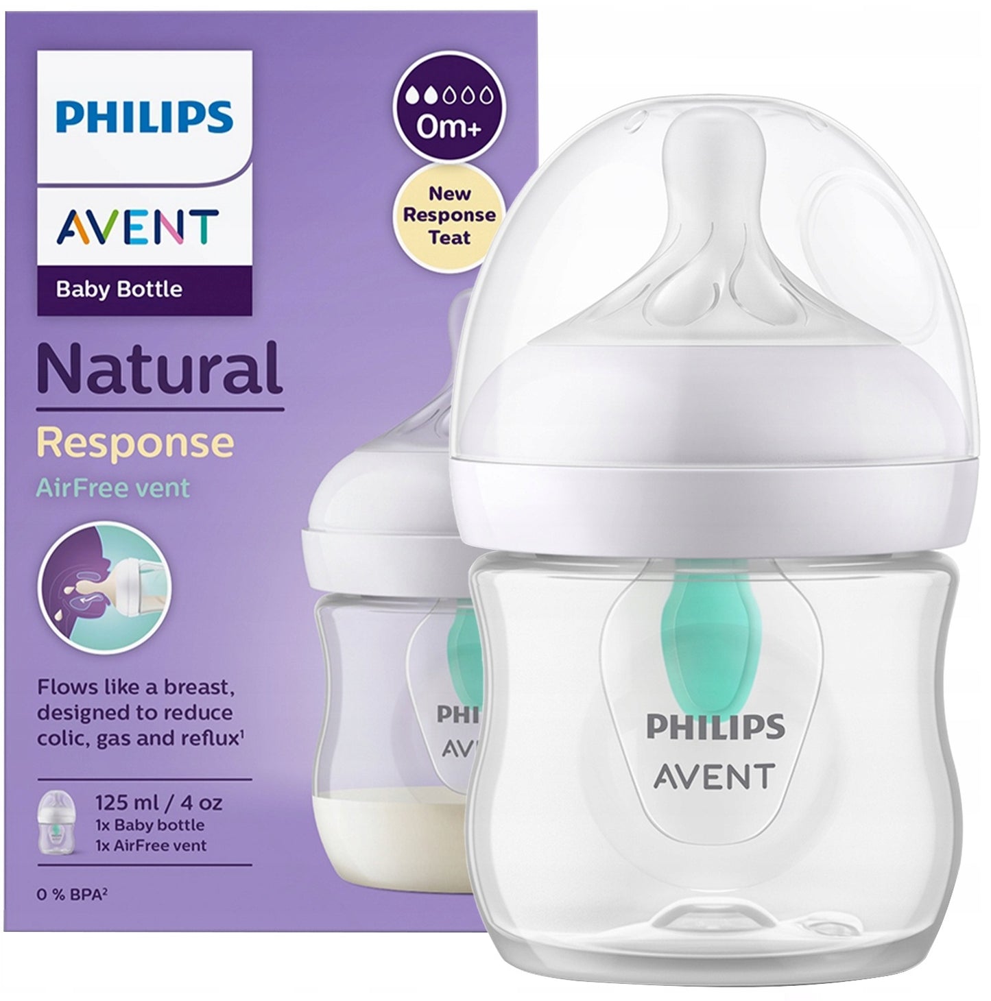 PHILIPS AVENT Natural RESPONSE butelka 125 ml 0msc+ AIRFREE VENT