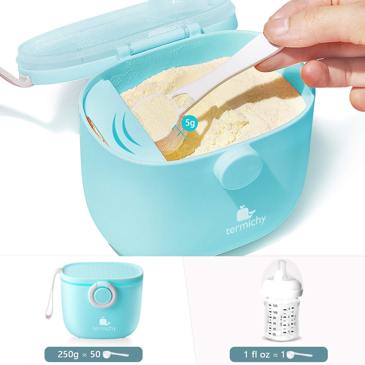 TERMICHY δοχείο για βρεφικό γάλα σε σκόνη 500 ml 250 g + μεζούρα