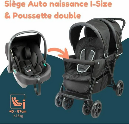 BAMBISOL cărucior dublu + scaun auto grupa 0