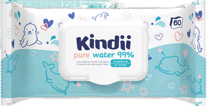 KINDII Pure Water 99 μαντηλάκια υγρά με νερό x60