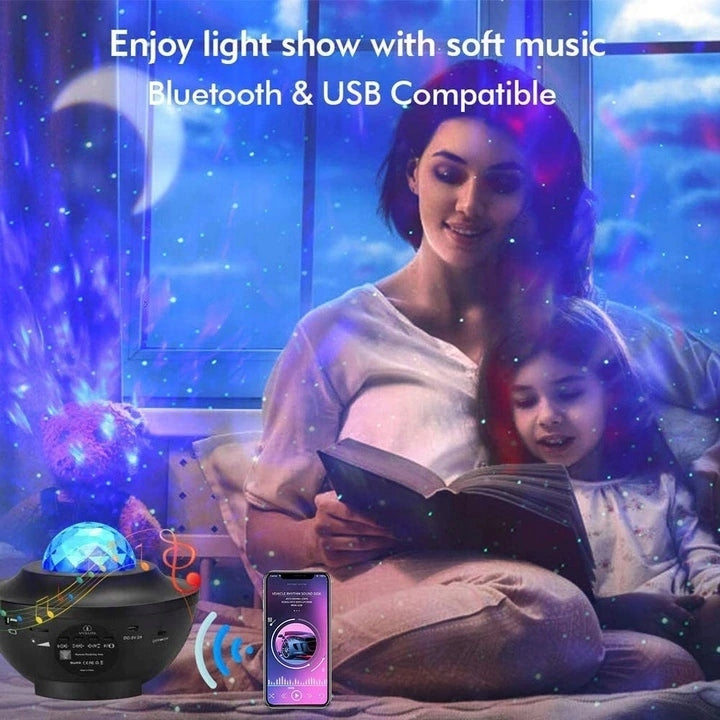 VOKSUN LED Bluetooth projektor gwiazd + pilot z efektem zorzy, do sypialni i relaksu, Bluetooth i USB