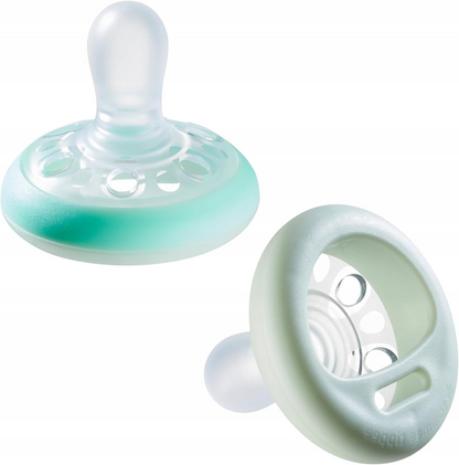 TOMMEE TIPPEE smoczek ortodo. x2 6-18msc ŚWIECI. świecące smoczki ortodontyczne silikonowe BPA/BPS, 2 szt.