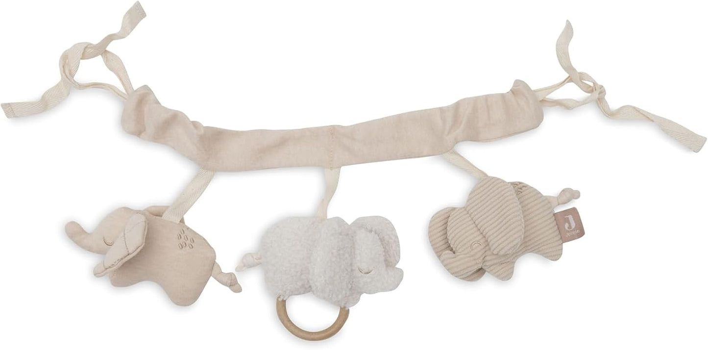 JOLLEIN Baumwoll-Anhänger-Kette für Kinderwagen und Babyschale ELEFANTEN
