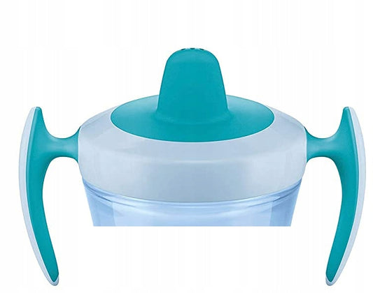 NUK Trainer Cup KUBEK NIEKAPEK lew i zebra 6 m+ 230 ml, niebiesko-zielony kubek treningowy dla dziecka