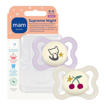 MAM Supreme Night smoczek uspokajający silikonowy 0-6 m x2
