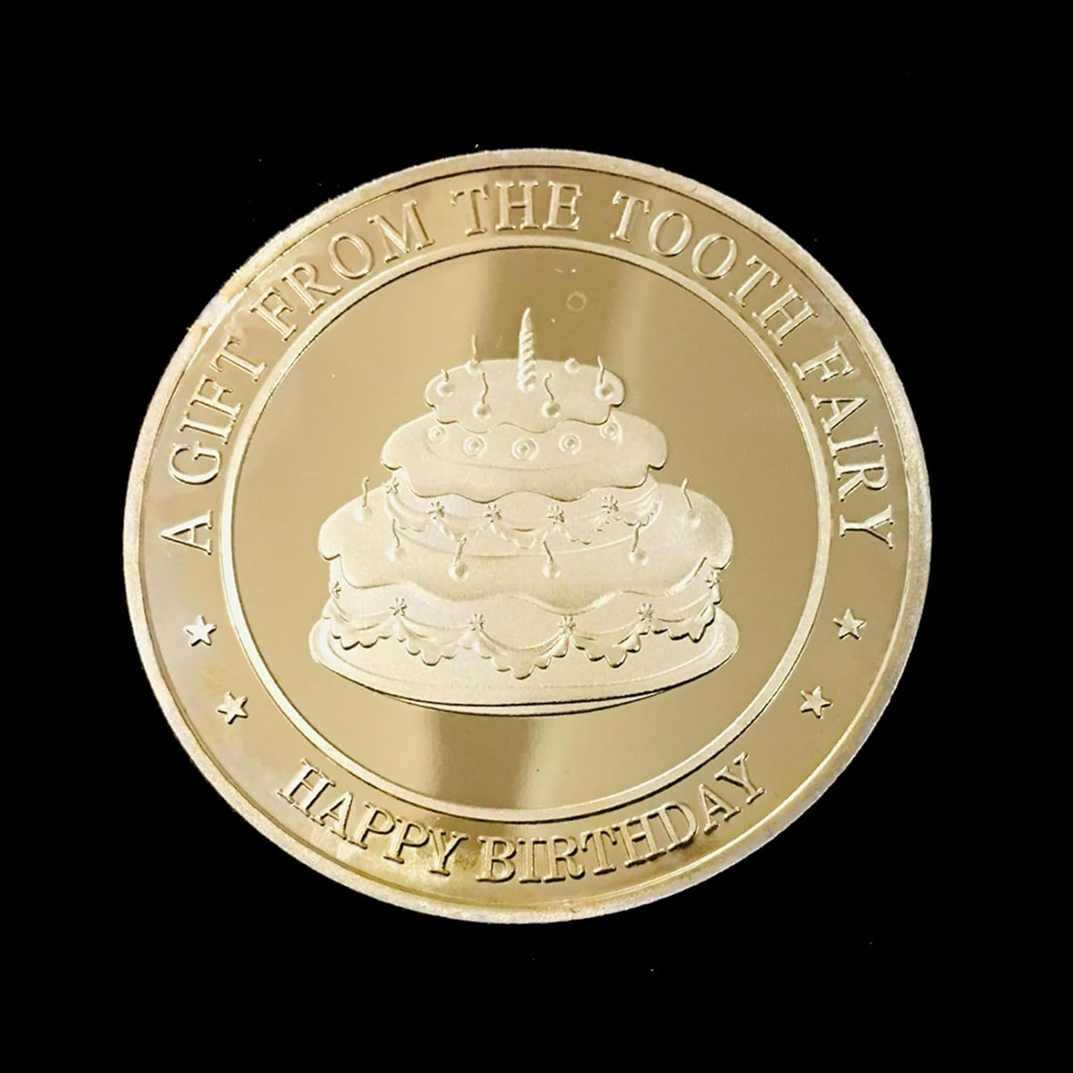 BRADOC Monedă metalică placată cu aur „Zâna Măseluță”, pentru sub pernă, 4 cm TORT