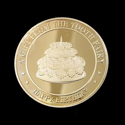 BRADOC Monedă metalică placată cu aur „Zâna Măseluță”, pentru sub pernă, 4 cm TORT
