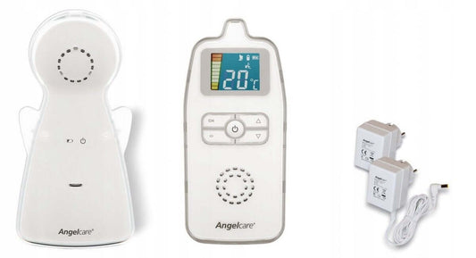 ANGELCARE AC423-D analogowa NIANIA ELEKTRONICZNA biała, monitor oddechu i dźwięku z zasilaczami