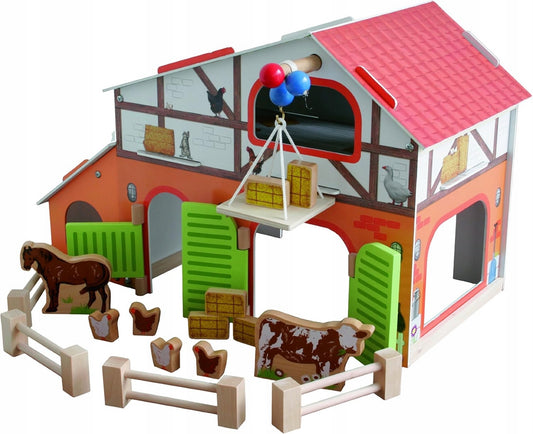 ROBA Ξύλινη φάρμα και 6 ζώα FARM 30,5 x 37 x 31,5 εκ.