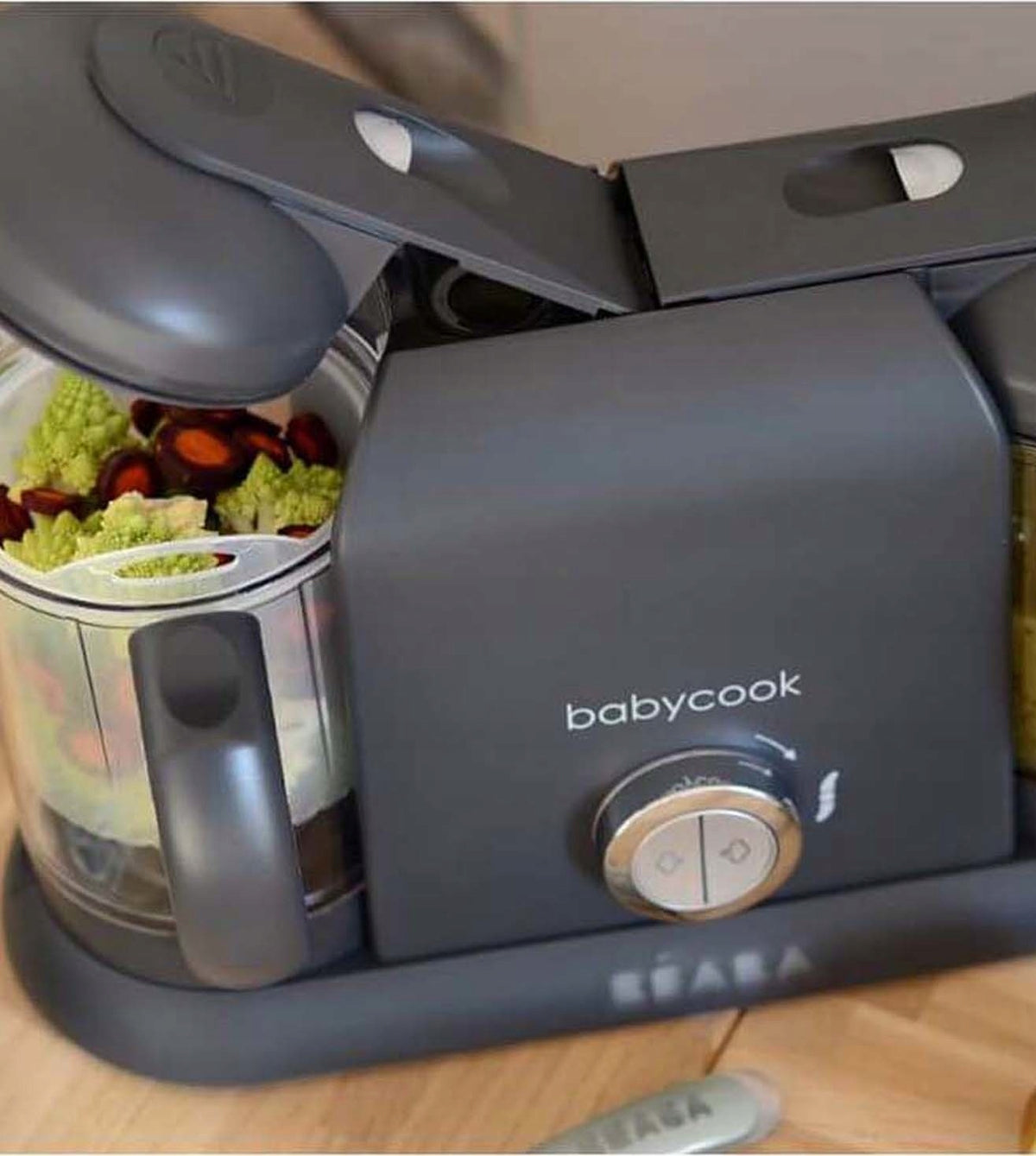 BEABA Babycook Duo ROBOT KUCHENNY 4w1 2200 ml, ciemnoszary, parowar i mikser do jedzenia dla dzieci