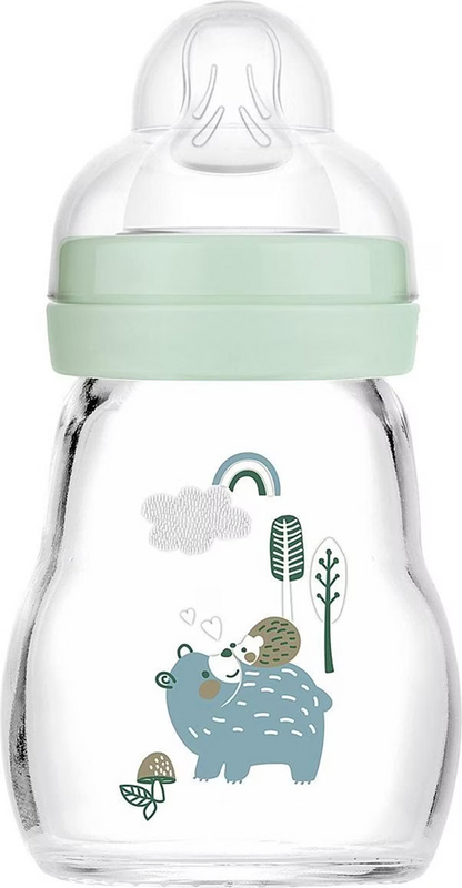 MAM Feel Good γυάλινο μπιμπερό 170 ml 0μ+ θηλή 1