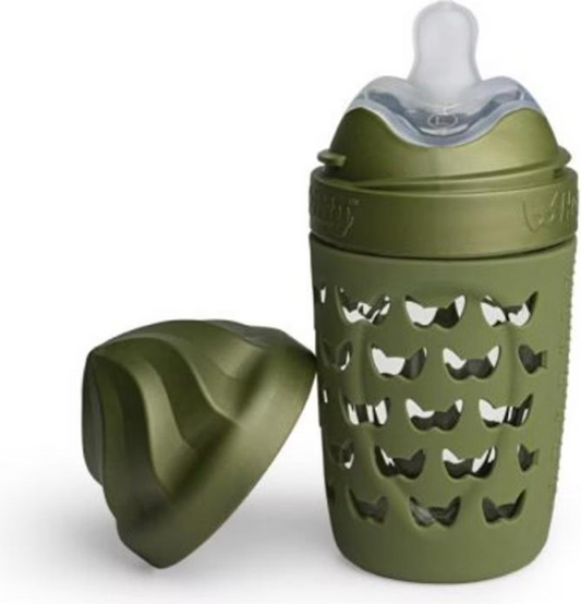 HEROBILITY Hero Eco γυάλινο μπουκάλι με θήκη 220 ml 6 μηνών+ θηλή M