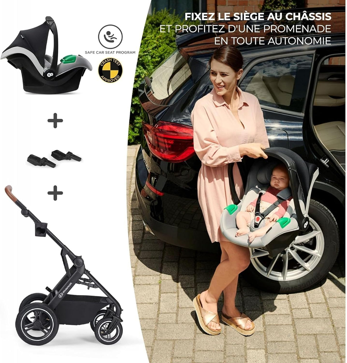 KINDERKRAFT B-TOUR 3 σε 1 πολυλειτουργικό καρότσι έως 22kg + κάθισμα MINK PRO