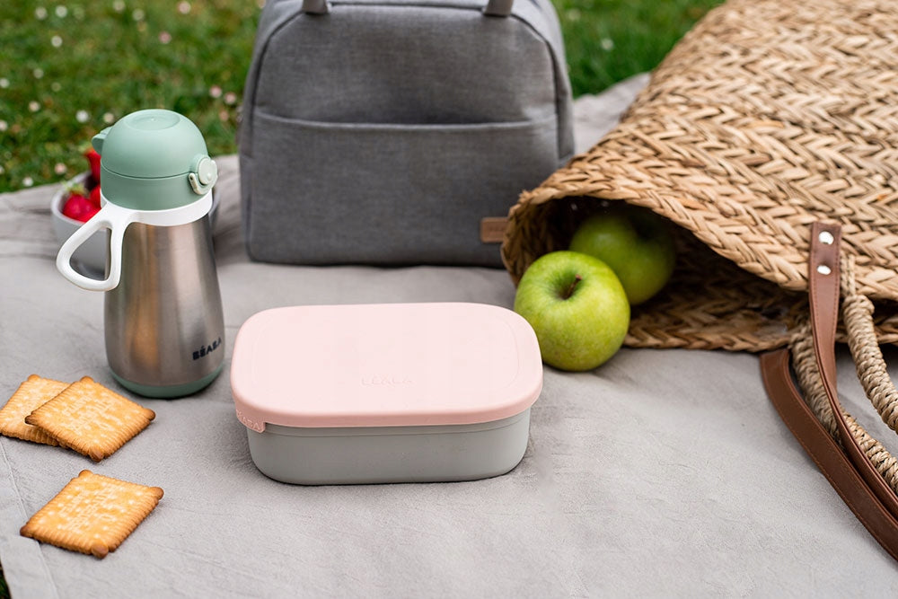 BEABA śniadaniówka lunchbox STAL nierdzewna 760ml z przegrodami - różowy lunchbox do posiłków i przekąsek