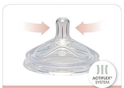 NIP First Moment μπιμπερό με θηλή μέγεθος M μεσαία ροή 270 ml ACTIFLEX