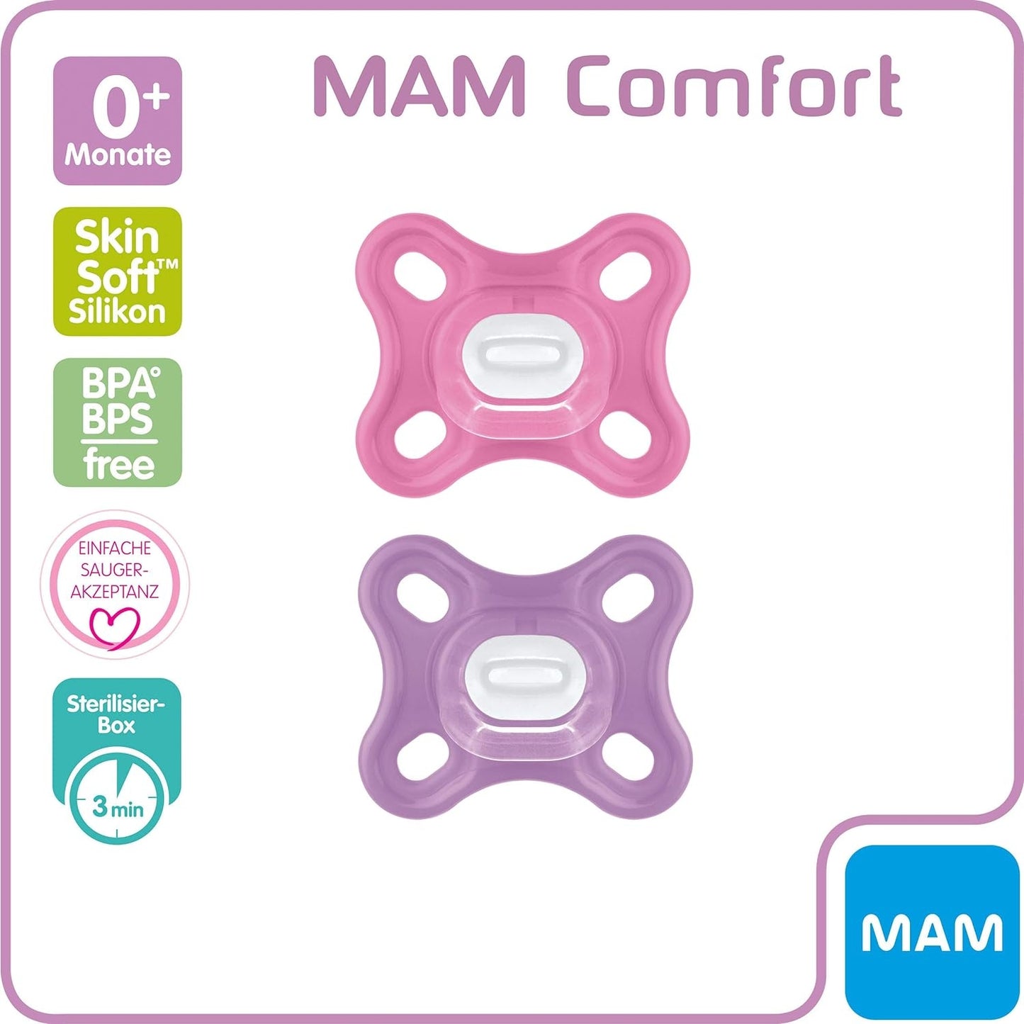MAM COMFORT smoczek wcześniak noworodek x2 0msc+