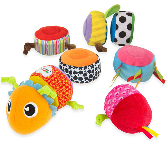 LAMAZE Mix & Match érzékszervi csörgő hernyó, 8 részes, tépőzárral, 44 cm