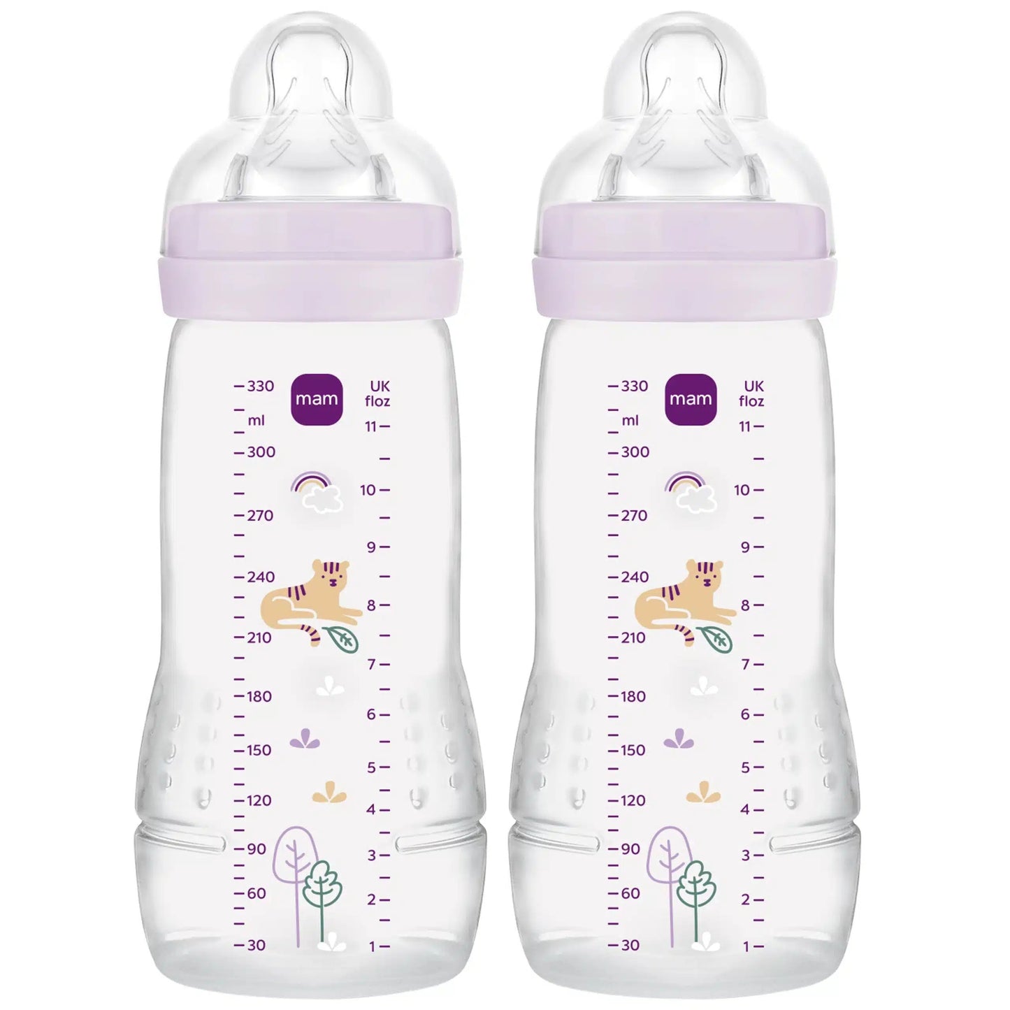 MAM Easy Active bottle set, 2 × 330 ml, 4+ months, size 3 teat, TIGER