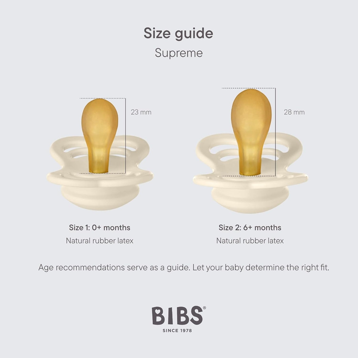 BIBS SUPREME suzete de calmare din cauciuc 0-6 luni SIMETRICE