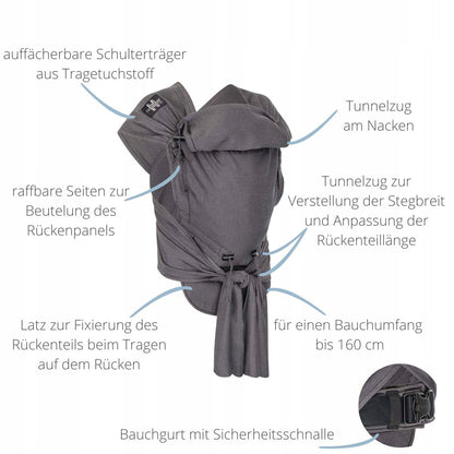 HOPPEDIZ hop-tye buckle ergonomic baby carrier 0–30 months