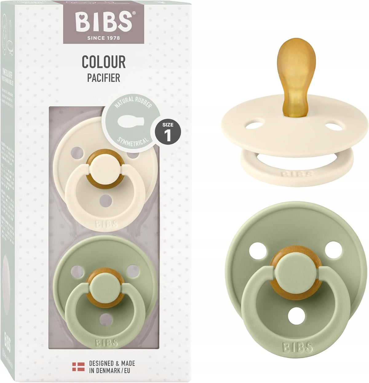BIBS COLOUR πιπίλες 2τμχ από καουτσούκ 0-6 μηνών