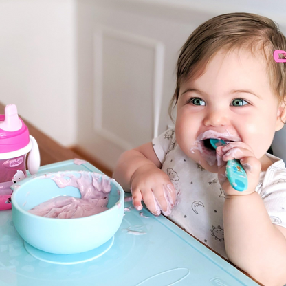 CHICCO Easy Start Σετ σιλικόνης μπολ κουτάλι σαλιάρα