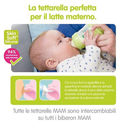 MAM θηλές για μπιμπερό μέγεθος 1 SkinSoft 0m+ x2