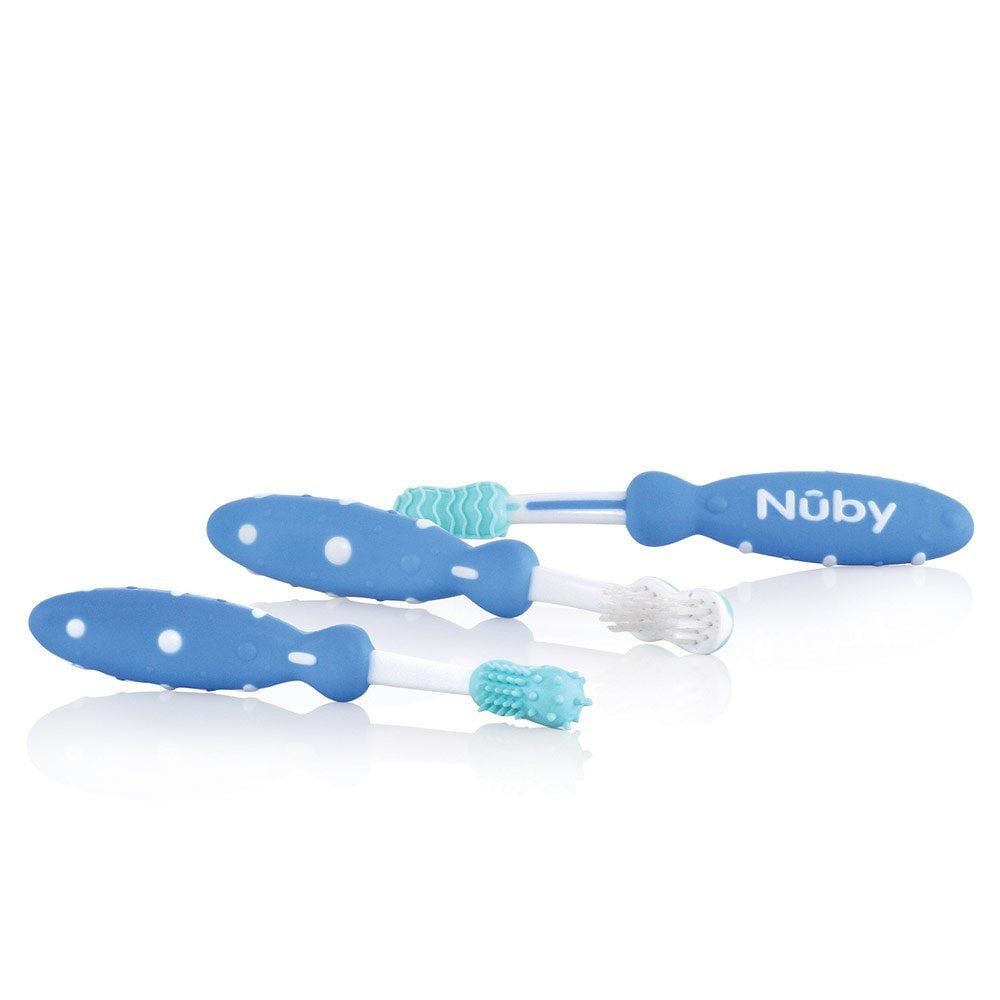 Nuby ID754 σετ οδοντόβουρτσων μπλε x3