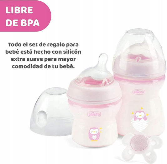 CHICCO NaturalFeeling zestaw butelka antykolkowa 150, 250 ml, smoczek