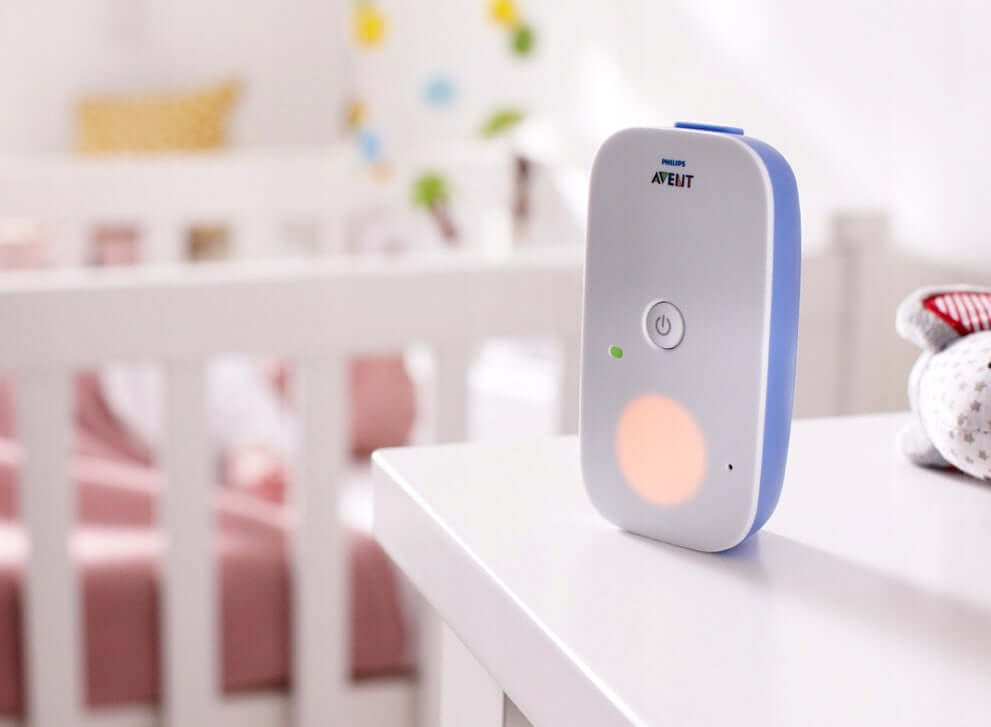 PHILIPS AVENT SCD503 niania elektroniczna DECT, biało-niebieska niania elektroniczna z lampką na stoliku przy łóżeczku
