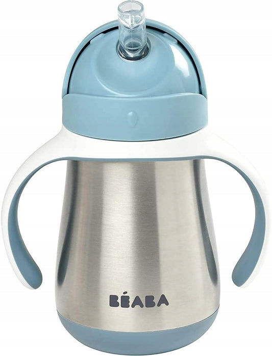 BEABA Trinklernbecher mit Trinkhalm EDELSTAHL 250 ml
