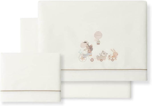 INTERBABY σετ σεντόνια 3 τεμαχίων 60x120 / 40x60 / 103x150 + κρεμαστό παιχνίδι