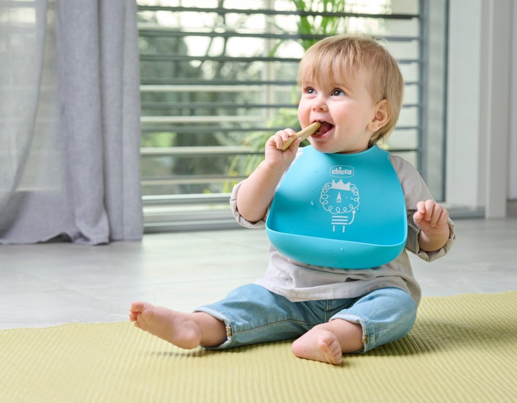 CHICCO Easy Start Σετ σιλικόνης μπολ κουτάλι σαλιάρα