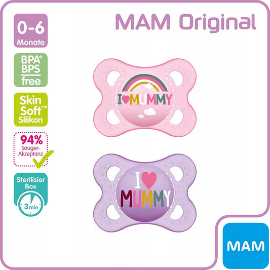 MAM ORIGINAL πιπίλα x2 0-6m +θήκη