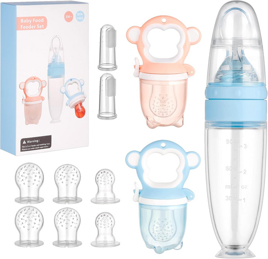 LEADSTAR hryzátko a podávač ovocia, 2 kusy, 6 náustkov + lyžička, 90 ml