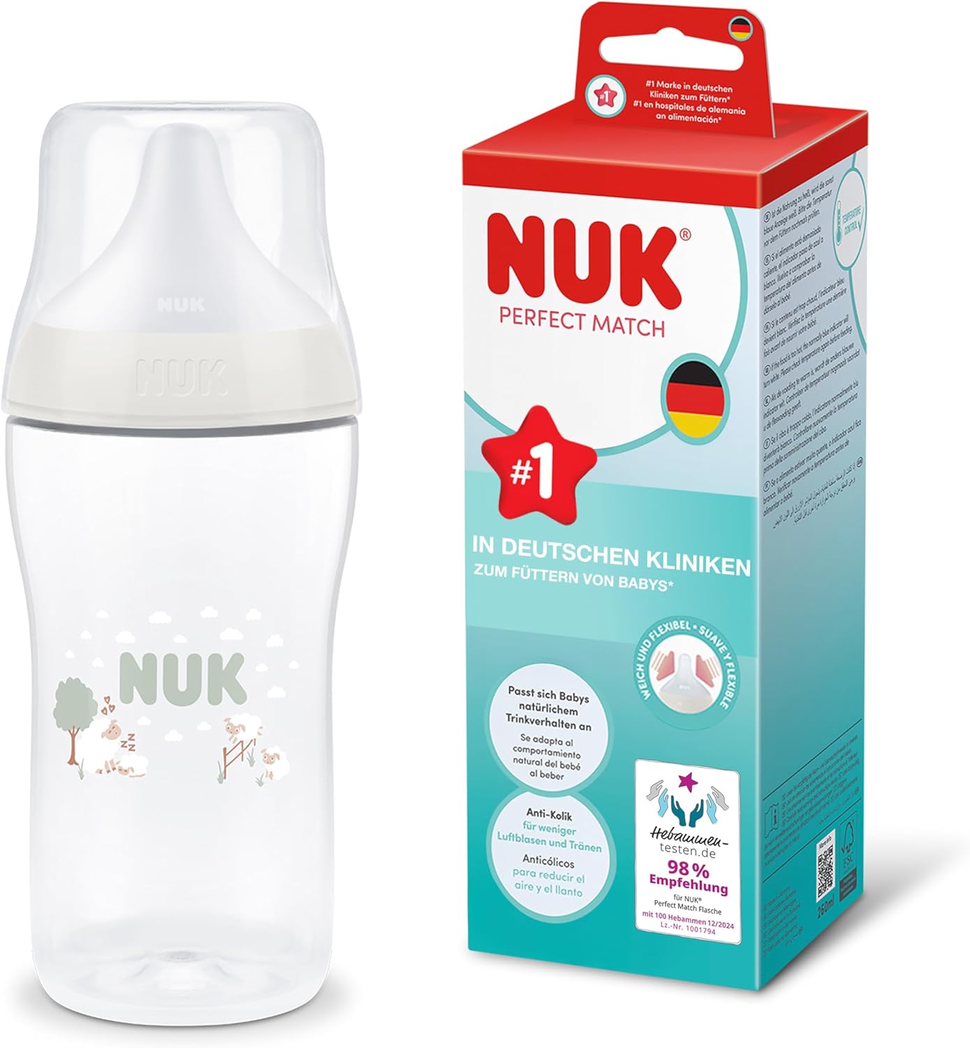 NUK Perfect Match μπιμπερό 260 ml 3 μ+ θηλή Μ